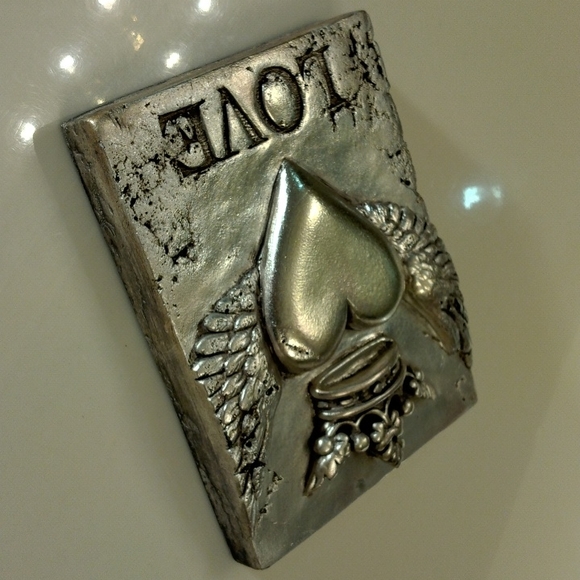 Sid Dickens, S-206 "Amour" silver heart Memory-Block wall tile *Rare & Retired* - Picture 6 of 8